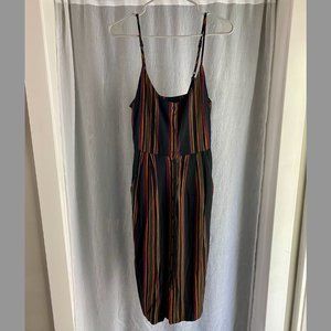 RVCA M black striped button up midi dress with pockets, new condition